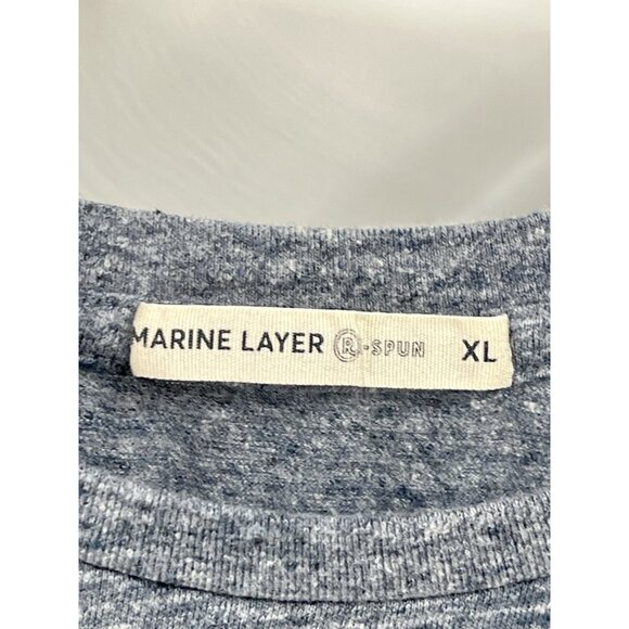 Marine Layer Blue Signature Pocket Tee Denim Neps 13796 Sz XL Mens - Picture 4 of 6